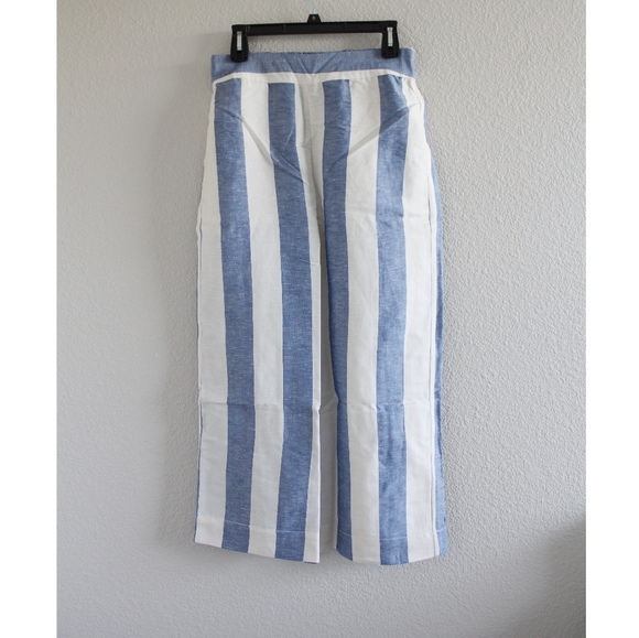 Madewell Huston Pull-On Crop Pants in Blue Stripe - Picture 3 of 5
